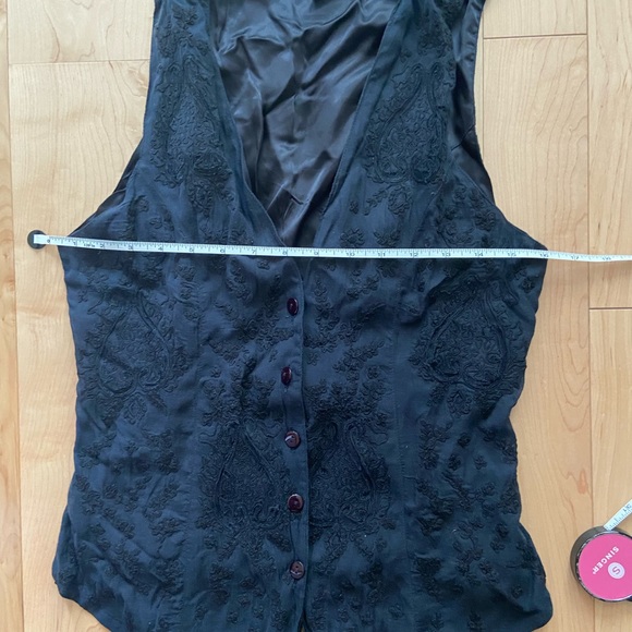 Vintage black embroidered button down vest. - Picture 9 of 12